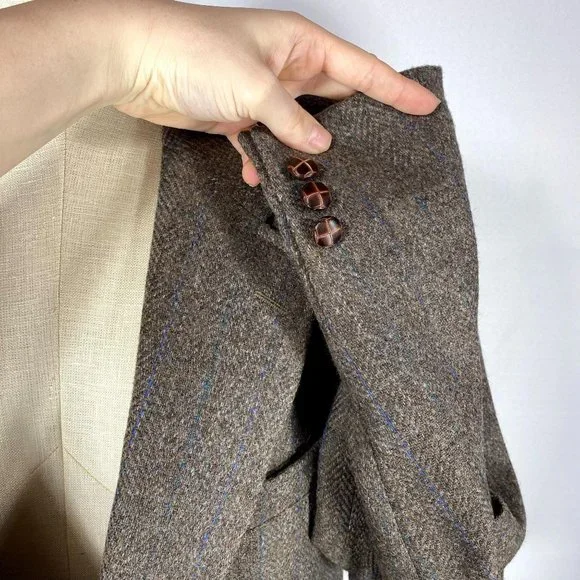 Adam Hall Men's Size 42L Vintage Brown Tweed Wool Jacket Sport Coat Blazer